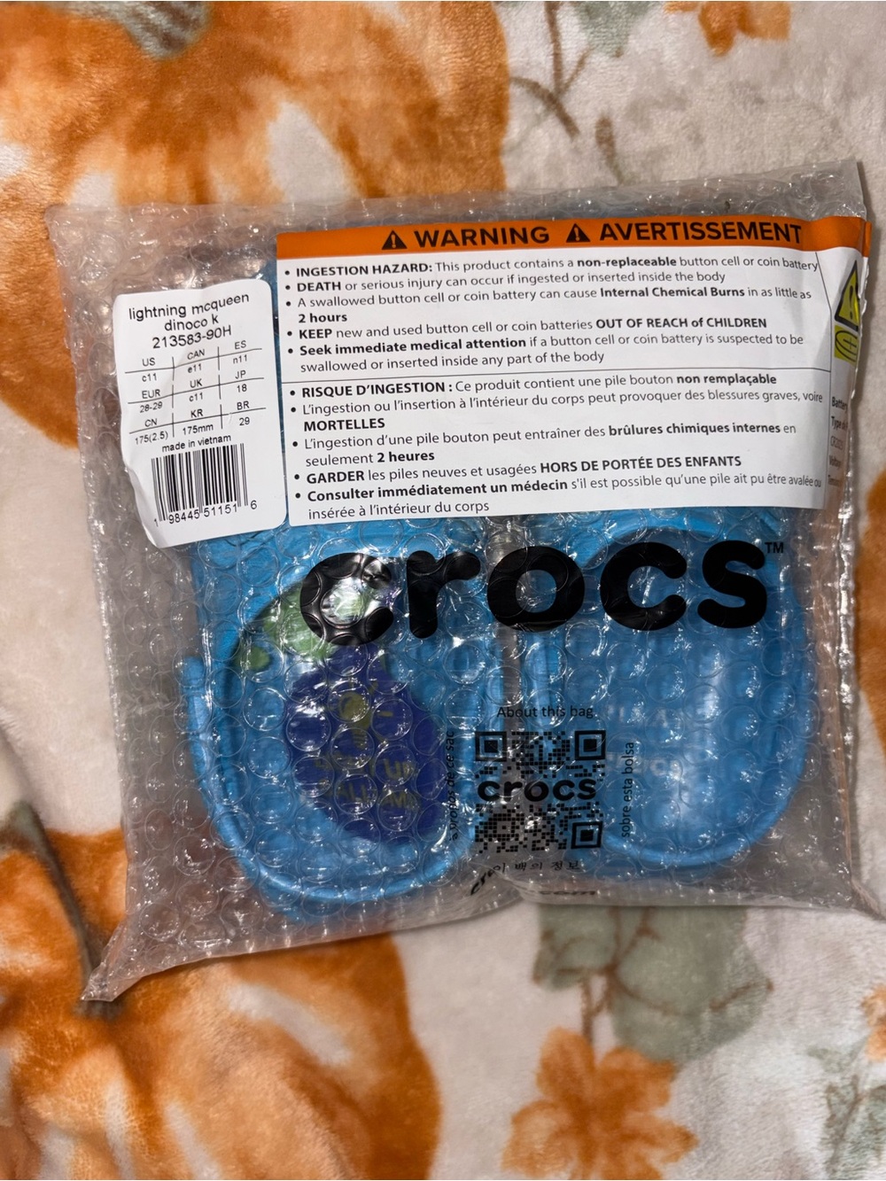 Dinoco McQueen toddler Crocs 8c,9c,10c,11c